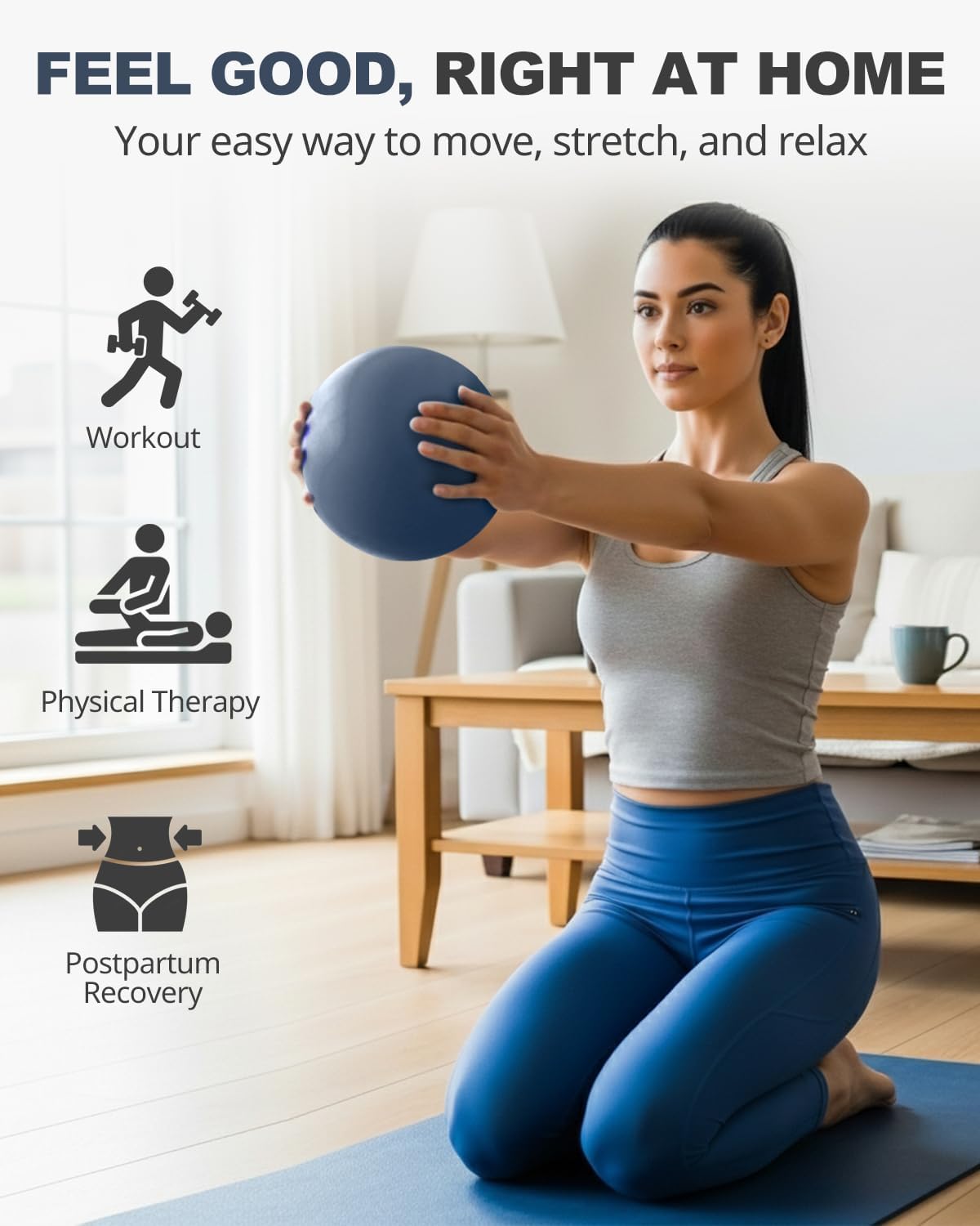 Yoga Ball for Exercise, Pilates, Core & Balance Training, Stability Ball for Pregnancy & Birthing Prep, Physical Therapy, Daily Stretching, Office Chair for Active Sitting, Quick Pump Included