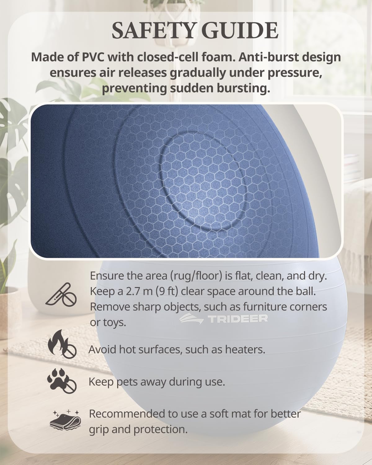 Yoga Ball for Exercise, Pilates, Core & Balance Training, Stability Ball for Pregnancy & Birthing Prep, Physical Therapy, Daily Stretching, Office Chair for Active Sitting, Quick Pump Included