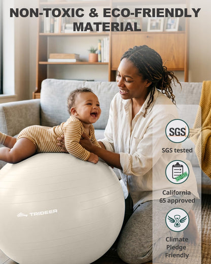 Yoga Ball for Exercise, Pilates, Core & Balance Training, Stability Ball for Pregnancy & Birthing Prep, Physical Therapy, Daily Stretching, Office Chair for Active Sitting, Quick Pump Included