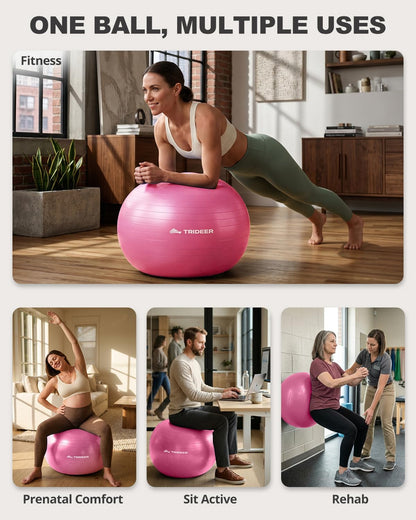 Yoga Ball for Exercise, Pilates, Core & Balance Training, Stability Ball for Pregnancy & Birthing Prep, Physical Therapy, Daily Stretching, Office Chair for Active Sitting, Quick Pump Included