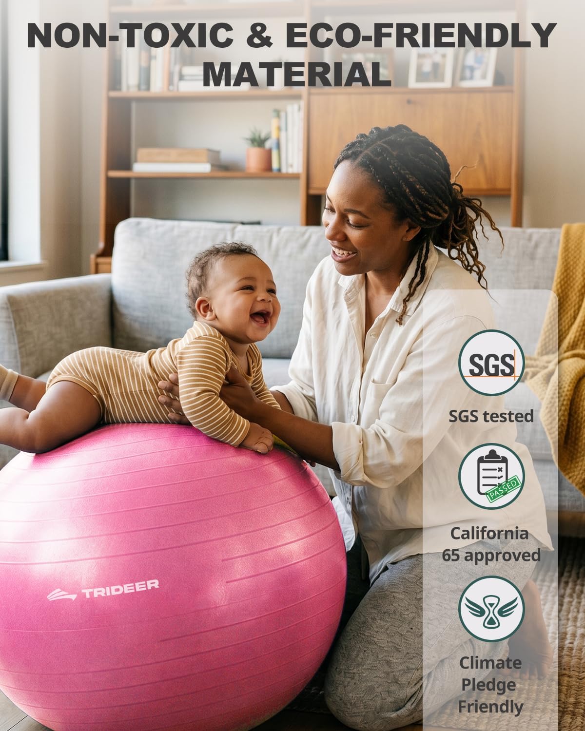 Yoga Ball for Exercise, Pilates, Core & Balance Training, Stability Ball for Pregnancy & Birthing Prep, Physical Therapy, Daily Stretching, Office Chair for Active Sitting, Quick Pump Included