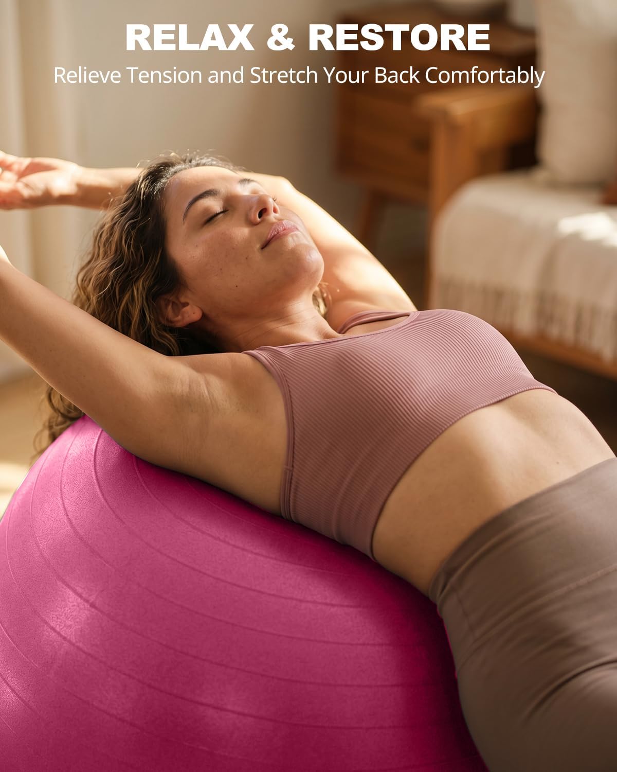 Yoga Ball for Exercise, Pilates, Core & Balance Training, Stability Ball for Pregnancy & Birthing Prep, Physical Therapy, Daily Stretching, Office Chair for Active Sitting, Quick Pump Included