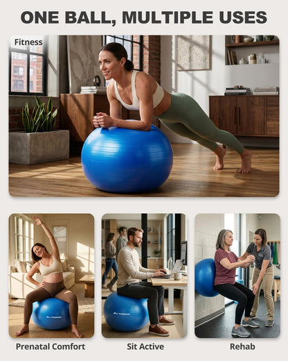 Yoga Ball for Exercise, Pilates, Core & Balance Training, Stability Ball for Pregnancy & Birthing Prep, Physical Therapy, Daily Stretching, Office Chair for Active Sitting, Quick Pump Included