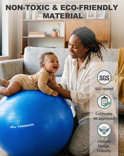 Yoga Ball for Exercise, Pilates, Core & Balance Training, Stability Ball for Pregnancy & Birthing Prep, Physical Therapy, Daily Stretching, Office Chair for Active Sitting, Quick Pump Included