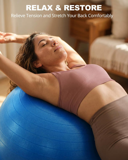 Yoga Ball for Exercise, Pilates, Core & Balance Training, Stability Ball for Pregnancy & Birthing Prep, Physical Therapy, Daily Stretching, Office Chair for Active Sitting, Quick Pump Included