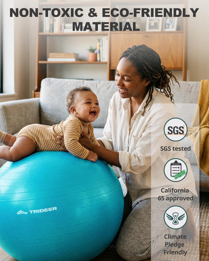 Yoga Ball for Exercise, Pilates, Core & Balance Training, Stability Ball for Pregnancy & Birthing Prep, Physical Therapy, Daily Stretching, Office Chair for Active Sitting, Quick Pump Included