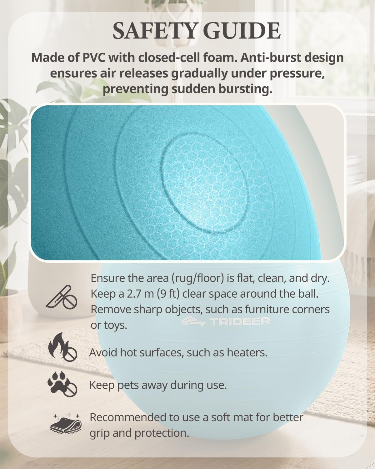 Yoga Ball for Exercise, Pilates, Core & Balance Training, Stability Ball for Pregnancy & Birthing Prep, Physical Therapy, Daily Stretching, Office Chair for Active Sitting, Quick Pump Included