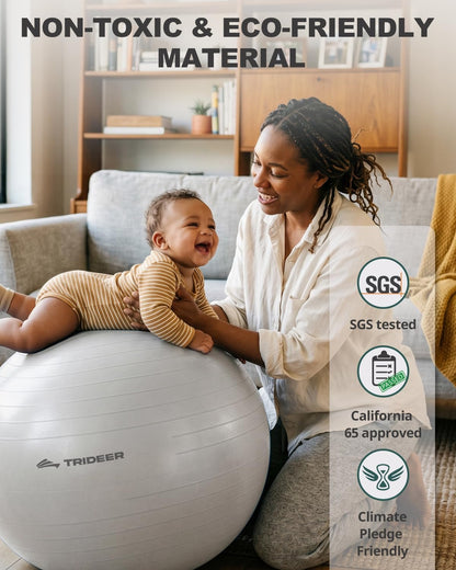 Yoga Ball for Exercise, Pilates, Core & Balance Training, Stability Ball for Pregnancy & Birthing Prep, Physical Therapy, Daily Stretching, Office Chair for Active Sitting, Quick Pump Included