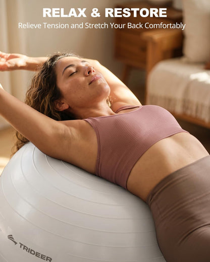 Yoga Ball for Exercise, Pilates, Core & Balance Training, Stability Ball for Pregnancy & Birthing Prep, Physical Therapy, Daily Stretching, Office Chair for Active Sitting, Quick Pump Included