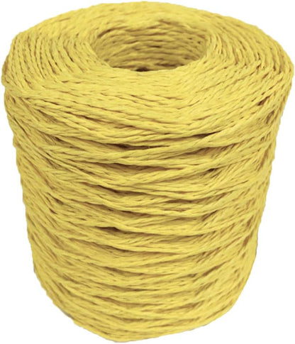 Natural Cotton Raffia Yarn Sun Hat Yarn Beach Bag Yarn DIY Craft Gift Box Packing Twine Raffia Ribbon Knitting Materials Lemon Yellow 200M/218 Yards