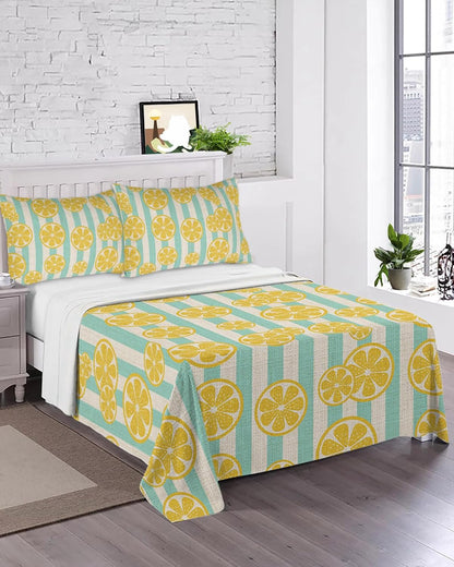 Flat Sheet, 1 Piece Top Sheet Twin Size Stripes Lemon Summer Soft Breathable Bed Sheet Spring Yellow Brushed Microfiber Bed Sheet, Wrinkle Resistant, Fade Resistant Bedding