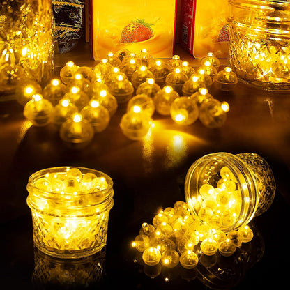 50pcs Yellow Balloon Lights,Long Standby Time Waterproof Mini Light,Battery Powered,Round LED Ball Lamp for Latex Balloon Paper Lantern Party Wedding Festival Christmas Halloween Decorative
