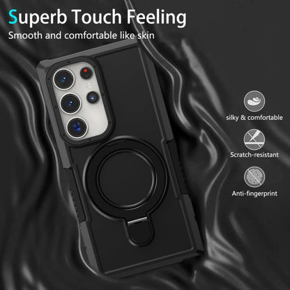 Rugged Ring Magnetic Stand Holder Case for Samsung S26 Ultra S25 Plus S24fe S23 S22 Note 20 A56 A16 A07 A55 Cover(Galaxy S24+/Orange)