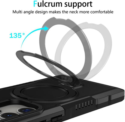 Rugged Ring Magnetic Stand Holder Case for Samsung S26 Ultra S25 Plus S24fe S23 S22 Note 20 A56 A16 A07 A55 Cover(Galaxy S24+/Orange)