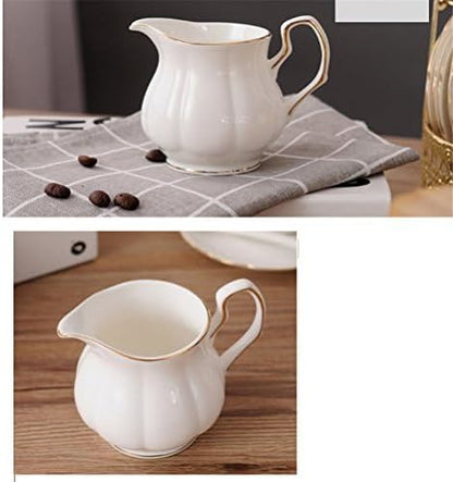15 Pieces Simple White English Ceramic Tea Sets,Tea Pot,Bone China Cups Without Metal Holder,Matching Spoons,Afternoon Tea Set Service Coffee Set