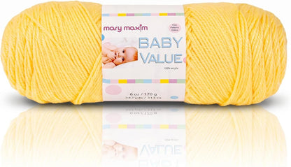 Baby Value Yarn for Crocheting and Knitting, Soft Yellow Baby Yarn for Clothing, Decor and Blankets, Acrylic Worsted Weight, 342 Yards Per 6 OZ Skein - Yellow