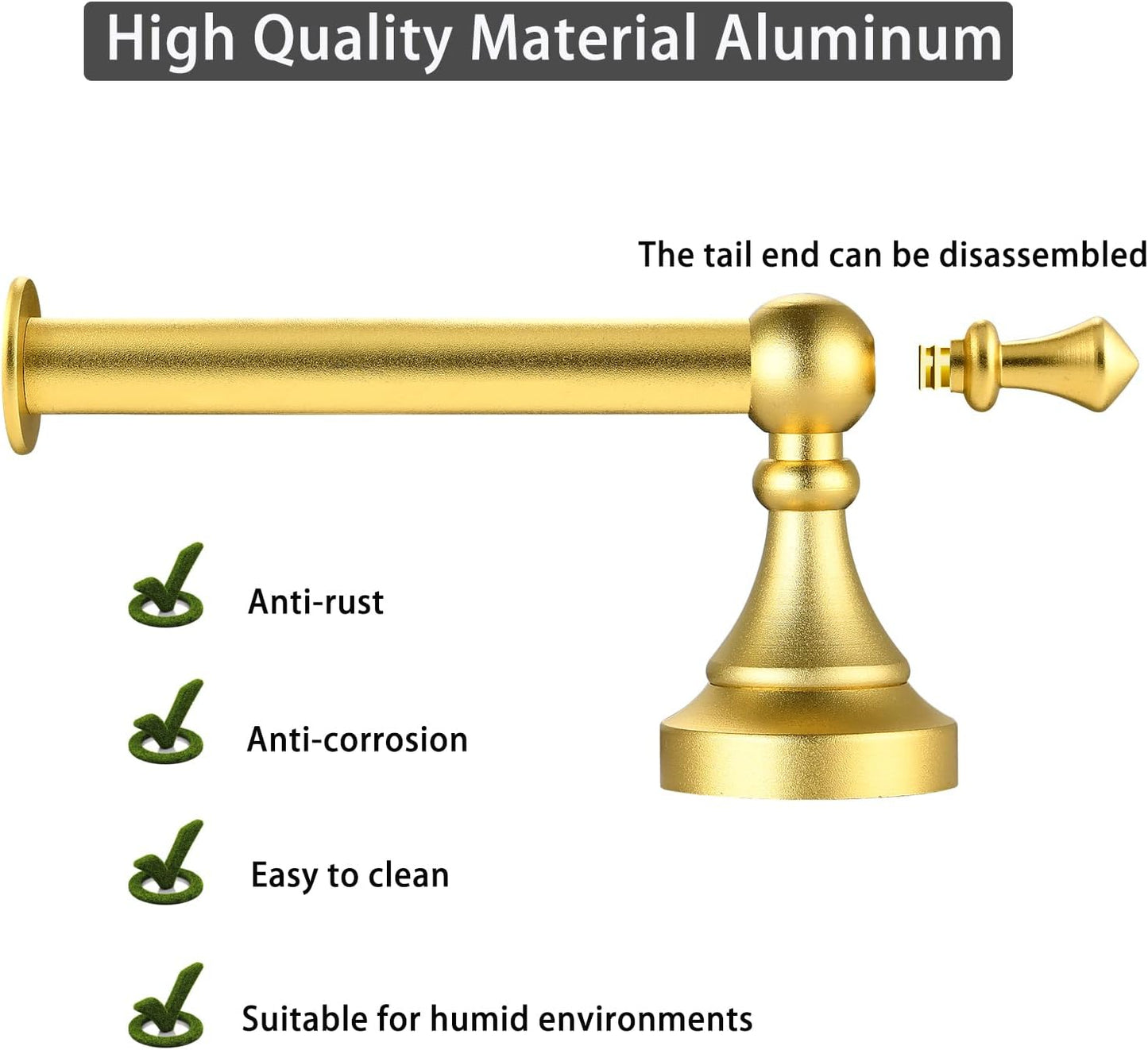 Toilet Paper Holder Wall Mount - Retro Round Golden Yellow Tissue Roll Holders for Mega Roll, Premium Aluminum Toilet Paper Roll Holder for Bathroom, Washroom, Rustproof (Gold)