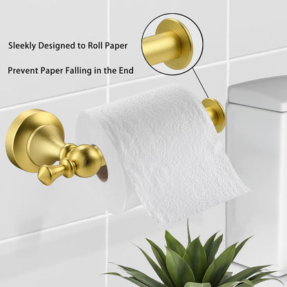 Toilet Paper Holder Wall Mount - Retro Round Golden Yellow Tissue Roll Holders for Mega Roll, Premium Aluminum Toilet Paper Roll Holder for Bathroom, Washroom, Rustproof (Gold)