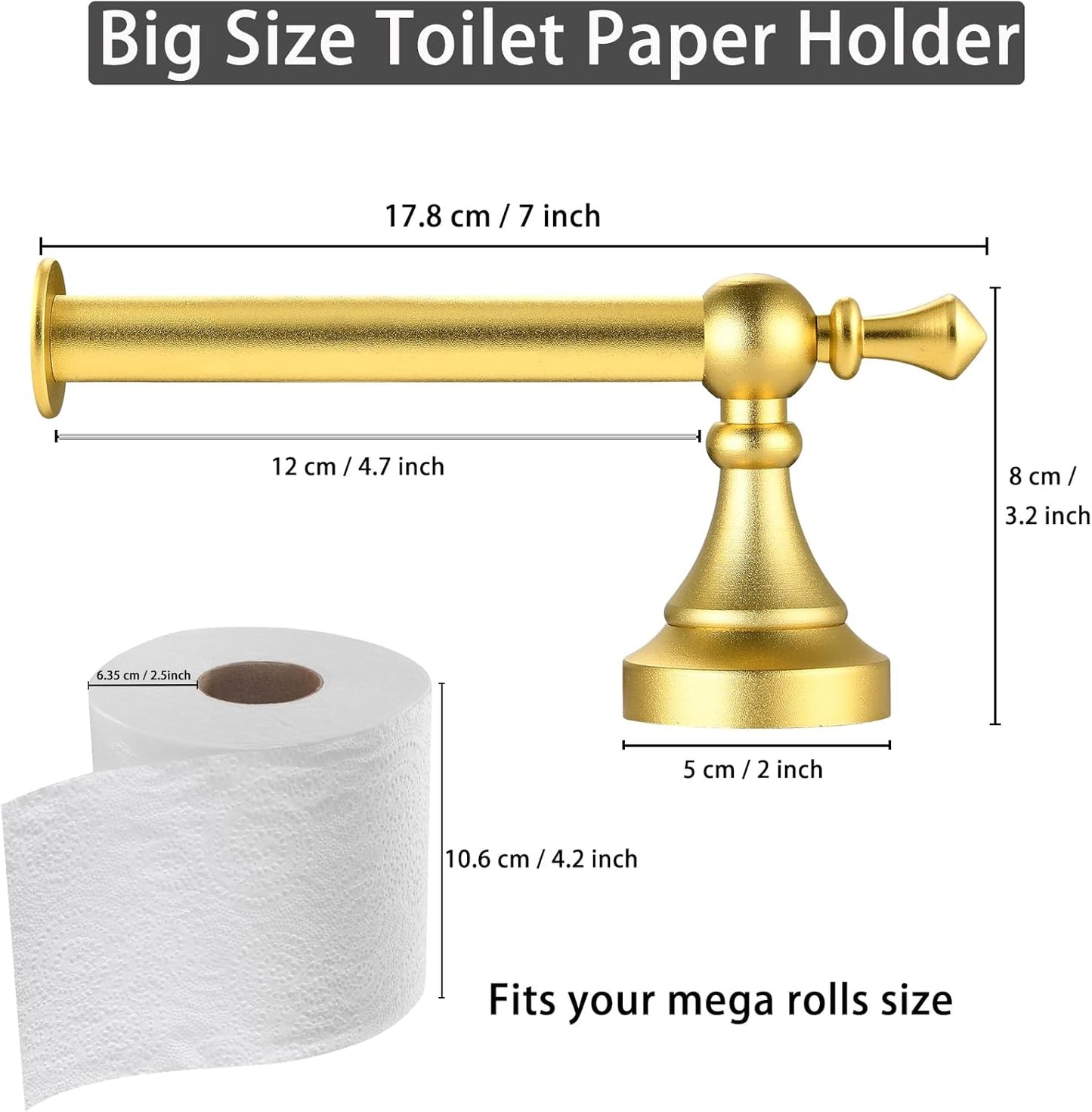 Toilet Paper Holder Wall Mount - Retro Round Golden Yellow Tissue Roll Holders for Mega Roll, Premium Aluminum Toilet Paper Roll Holder for Bathroom, Washroom, Rustproof (Gold)