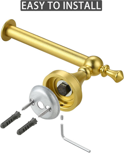Toilet Paper Holder Wall Mount - Retro Round Golden Yellow Tissue Roll Holders for Mega Roll, Premium Aluminum Toilet Paper Roll Holder for Bathroom, Washroom, Rustproof (Gold)