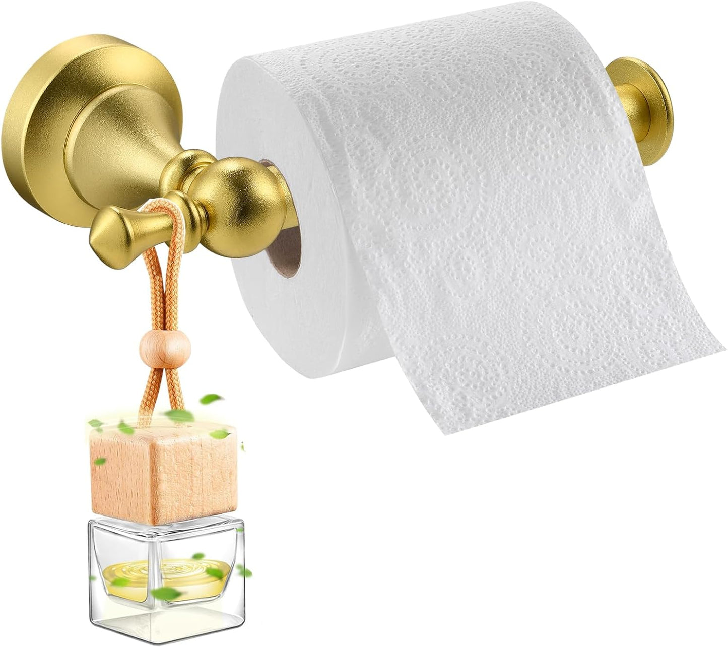 Toilet Paper Holder Wall Mount - Retro Round Golden Yellow Tissue Roll Holders for Mega Roll, Premium Aluminum Toilet Paper Roll Holder for Bathroom, Washroom, Rustproof (Gold)