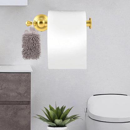 Toilet Paper Holder Wall Mount - Retro Round Golden Yellow Tissue Roll Holders for Mega Roll, Premium Aluminum Toilet Paper Roll Holder for Bathroom, Washroom, Rustproof (Gold)