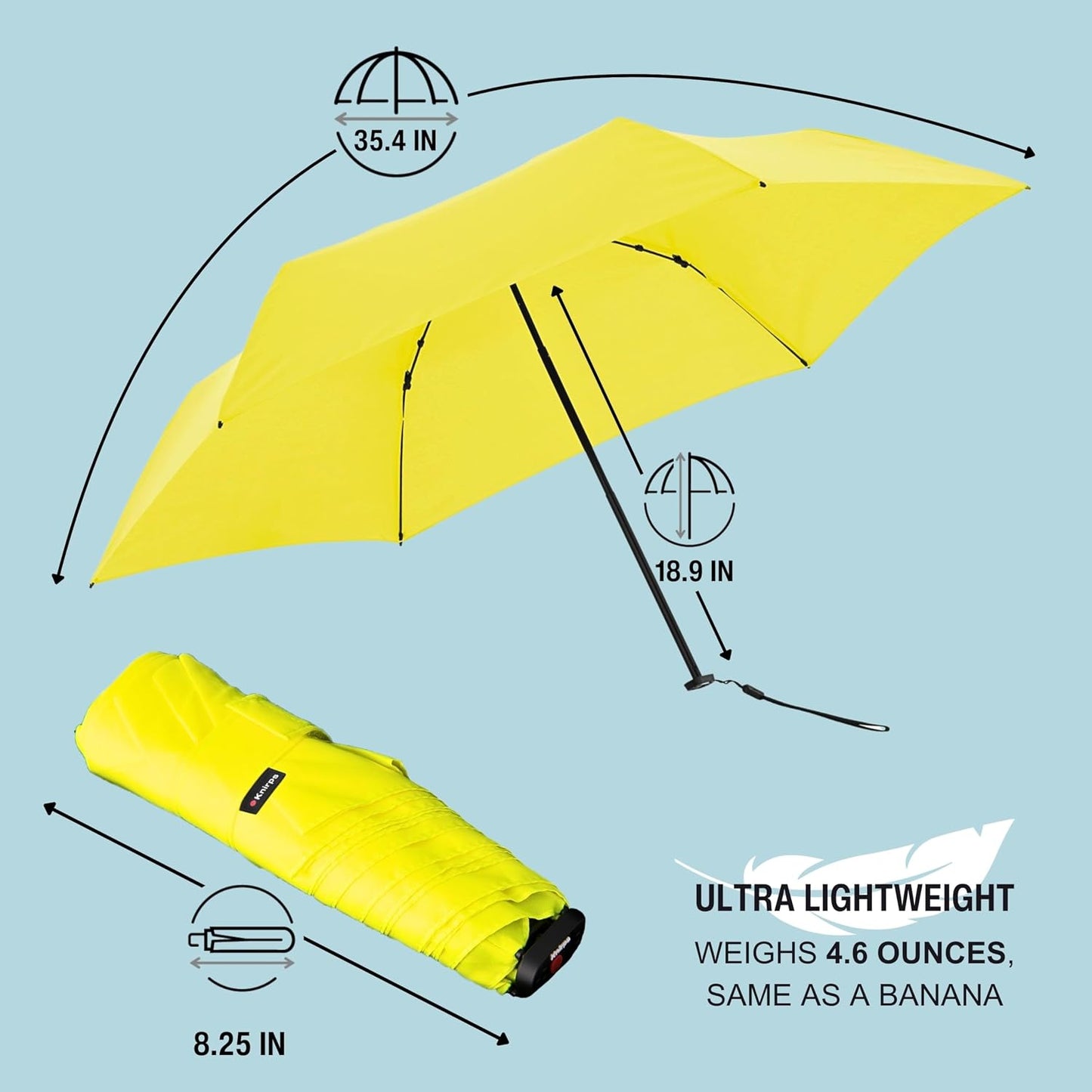 X4U My Clever Companion– 90cm Diameter Windproof Manual Open/Close Umbrella, Small and Compact Design for Travel and All Weather Protection, with Retractable Feature and Travel Case