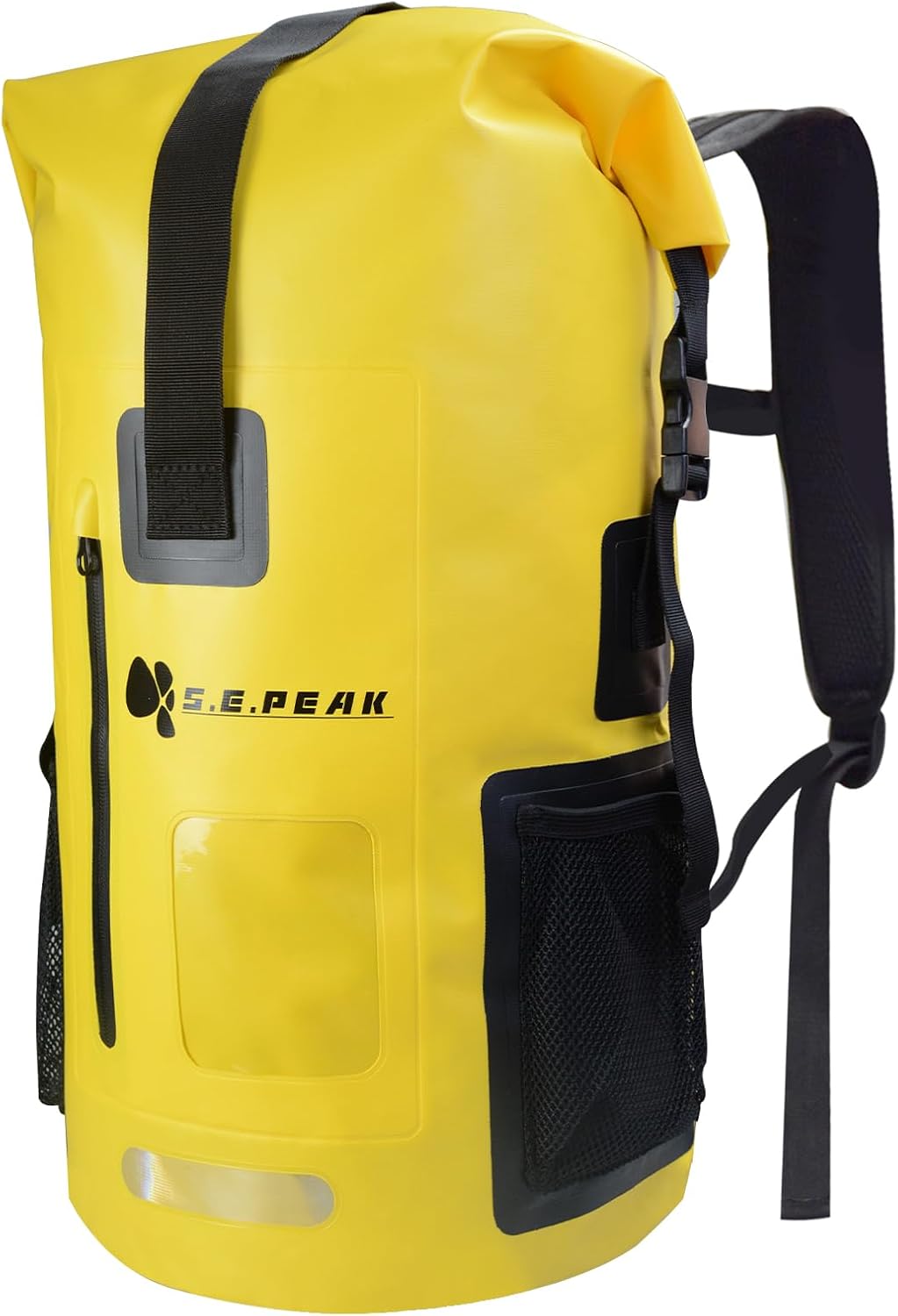 55L Waterproof Marine Dry Bag, Roll Top Backpack, Heavy Duty Dry Sack for Kayaking, Boating,Swimming,Diving,Surfing,Rafting,Fishing,Camping,Hiking,with Reflective Strip,Yellow
