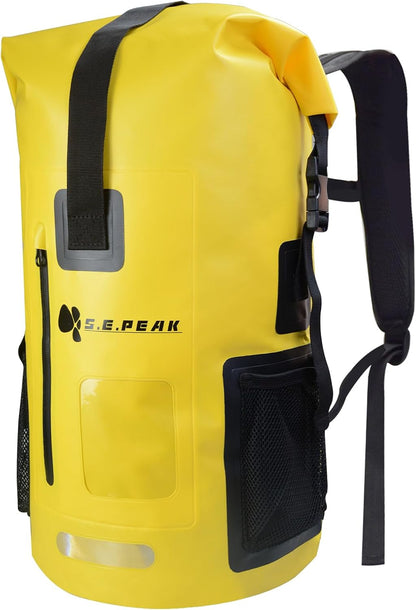 55L Waterproof Marine Dry Bag, Roll Top Backpack, Heavy Duty Dry Sack for Kayaking, Boating,Swimming,Diving,Surfing,Rafting,Fishing,Camping,Hiking,with Reflective Strip,Yellow