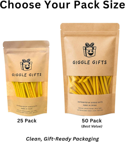 Funny Golf Tees, Novelty Golf Tee Gift Set, Bamboo 3 1/4" Tees with Hilarious Golf Jokes, Bright Yellow, Golf Gifts for Dad, Grandpa, Husband & Friends