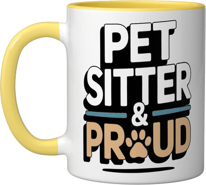 Pet Sitter And Proud Pet Care Lover Ceramic Mug, Yellow/White