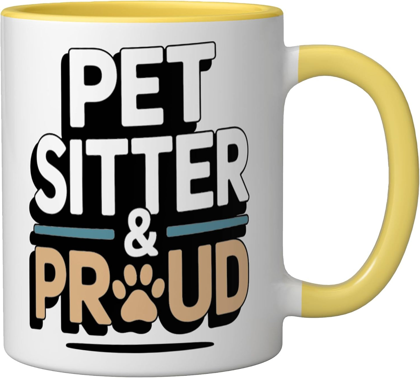 Pet Sitter And Proud Pet Care Lover Ceramic Mug, Yellow/White