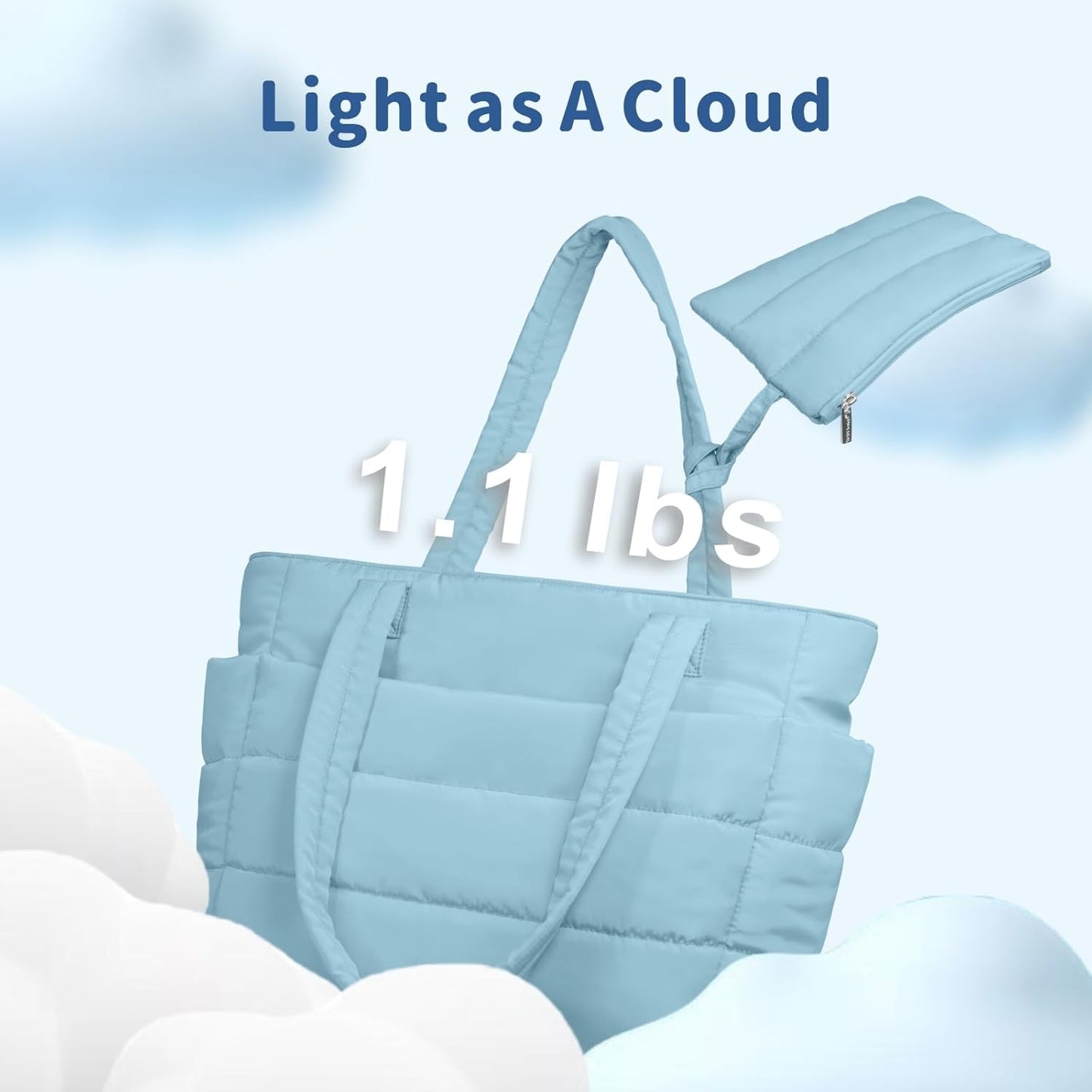 Puffer Tote Bag for Women, Lightweight Puffy Handbag with Compartments, Quilted Shoulder Bag for Work, Travel, Gym - Colors B