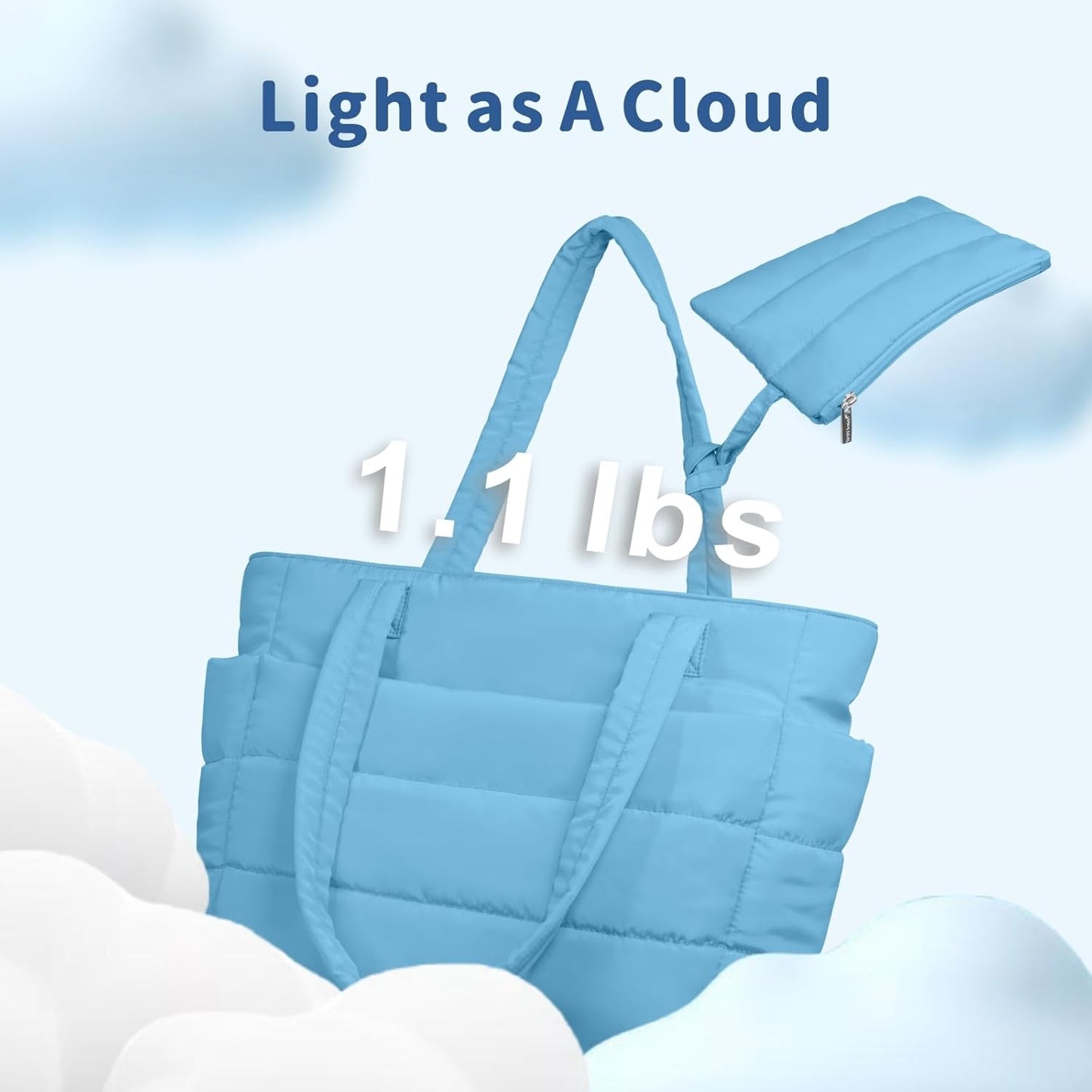 Puffer Tote Bag for Women, Lightweight Puffy Handbag with Compartments, Quilted Shoulder Bag for Work, Travel, Gym - Colors B