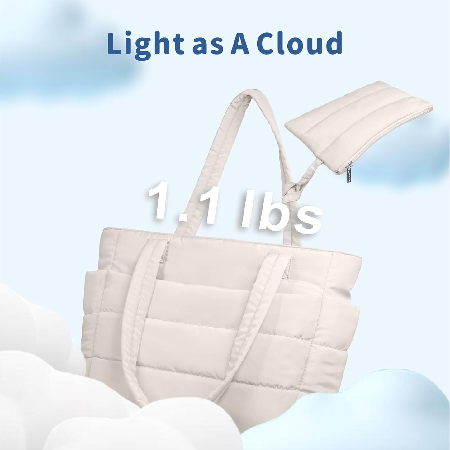 Puffer Tote Bag for Women, Lightweight Puffy Handbag with Compartments, Quilted Shoulder Bag for Work, Travel, Gym - Colors B