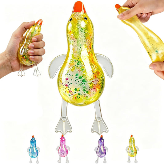 Glitter Duck Squishy,Yellow Squeeze Sensory Fidget Toy for Anxiety Relief | Squishy Duck Toys Stress Relief,Squeeze Sensory Fidget Toy for Anxiety Relief, Slow Rise Relaxing for Adults Offices Homes