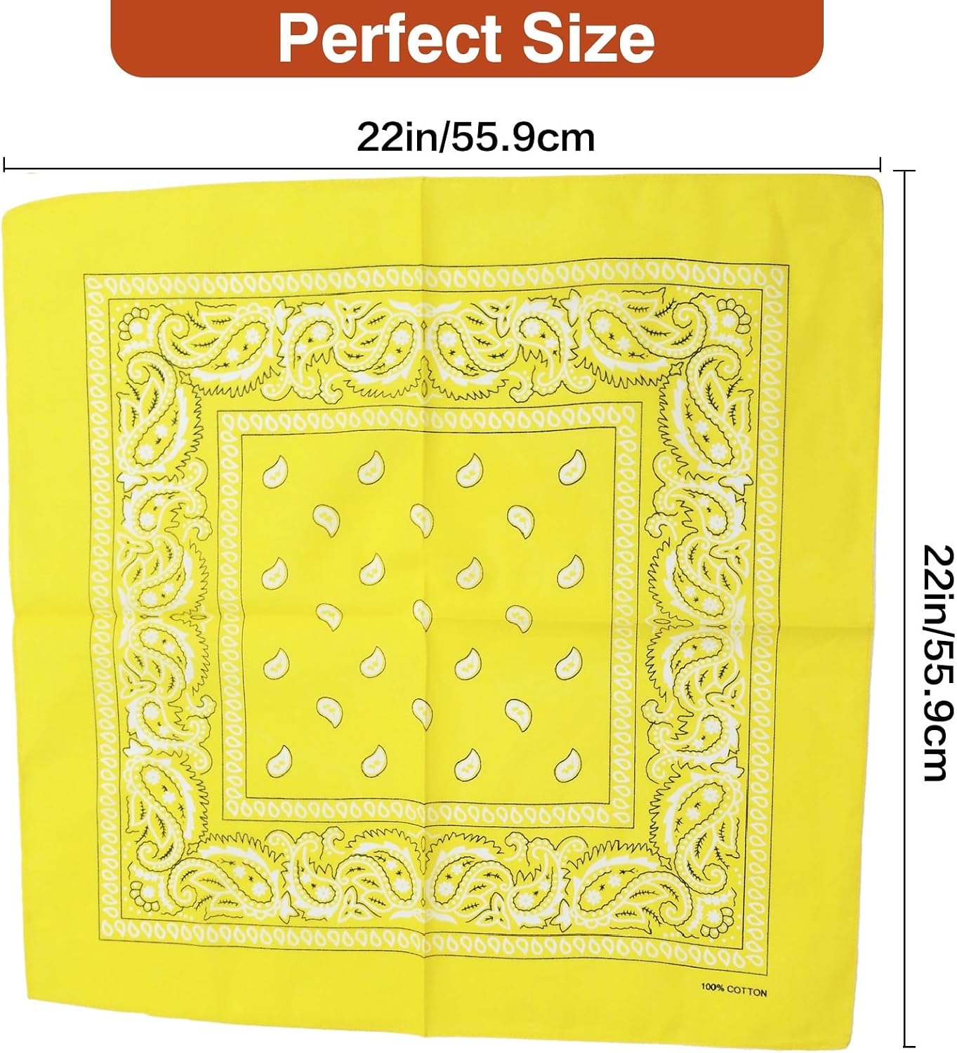 100% Cotton Bandanas, 22" Paisley Bandana Headbands for Men Women | Multi-Purpose 100% Cotton Bandana Headbands,Cowboy Bandanas for Women and Men
