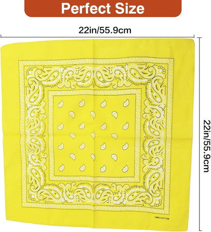 100% Cotton Bandanas, 22" Paisley Bandana Headbands for Men Women | Multi-Purpose 100% Cotton Bandana Headbands,Cowboy Bandanas for Women and Men