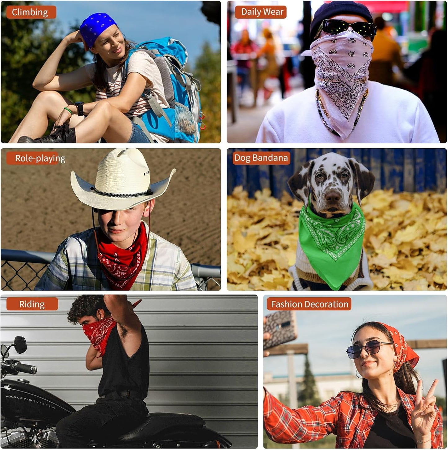 100% Cotton Bandanas, 22" Paisley Bandana Headbands for Men Women | Multi-Purpose 100% Cotton Bandana Headbands,Cowboy Bandanas for Women and Men