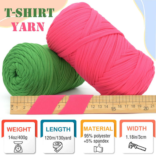 400g Tshirt Yarn for Crochet,Yellow T Shirt Soft Elastic Fabric Chunky Thick T-Shirt Crochet Yarn for Crocheting Knitting Beginner Hand Knitting for Bag/DIY Craft/Home Decor-Golden Yellow
