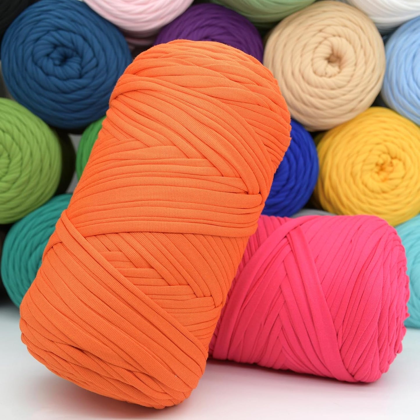 400g Tshirt Yarn for Crochet,Yellow T Shirt Soft Elastic Fabric Chunky Thick T-Shirt Crochet Yarn for Crocheting Knitting Beginner Hand Knitting for Bag/DIY Craft/Home Decor-Golden Yellow