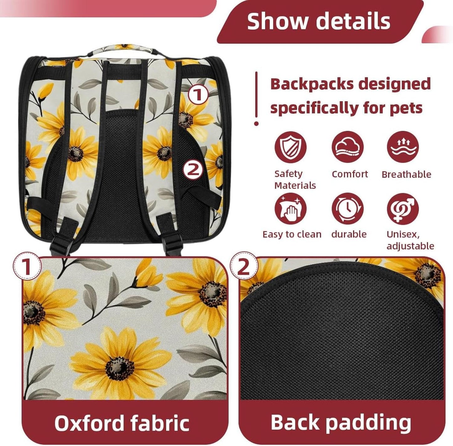 Yellow Daisy Flowers (1) Pet Travel Carrier Soft Sided Portable Bag for Cats, Small Dogs, Kittens or Puppies