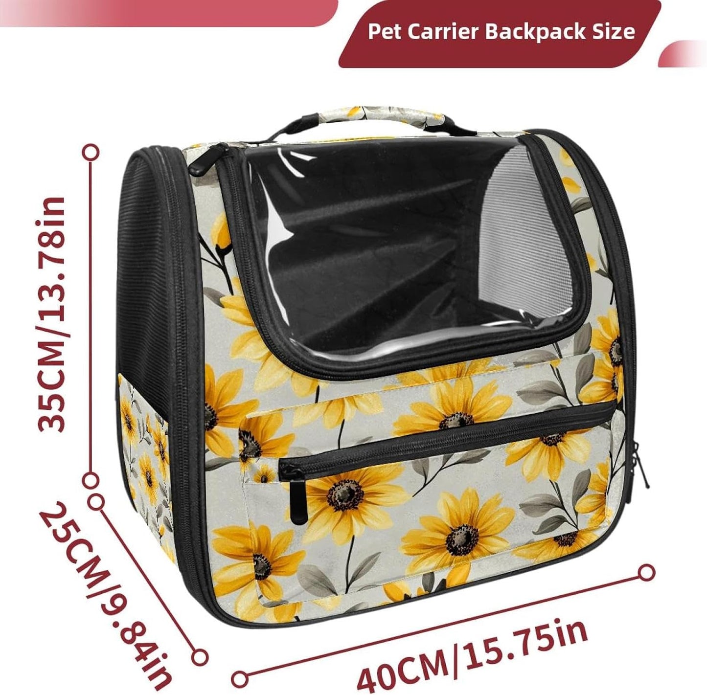 Yellow Daisy Flowers (1) Pet Travel Carrier Soft Sided Portable Bag for Cats, Small Dogs, Kittens or Puppies