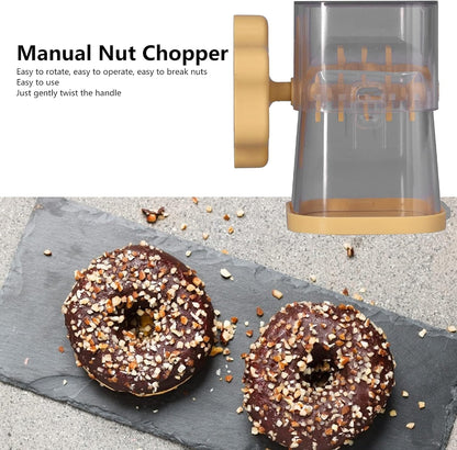 Nut Grinder, ABS Multifunction Hand Crank Nut Chopper Manual Food Chopper Vegetable Chopper for Almonds Hazelnuts Pecans(yellow)