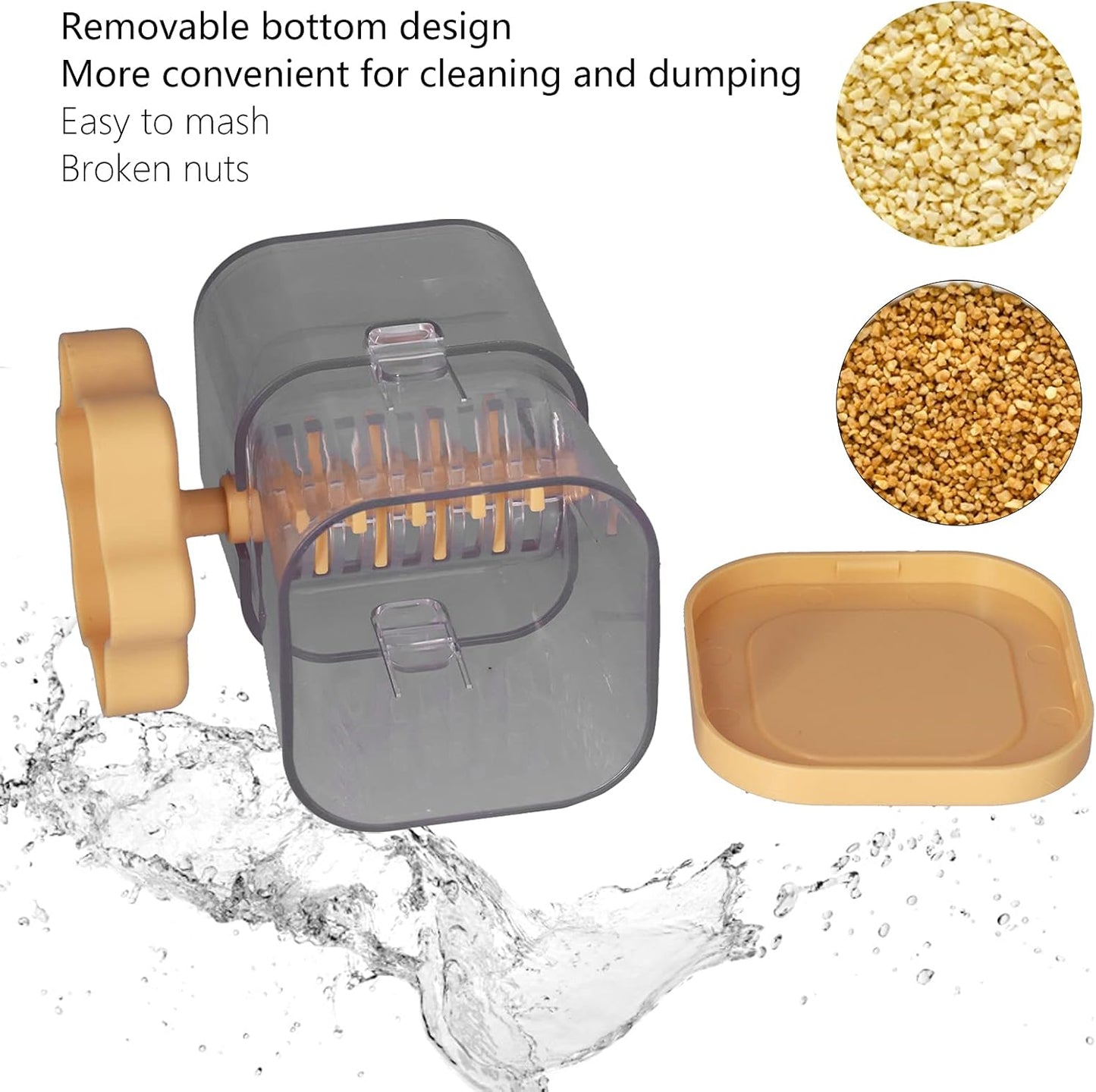Nut Grinder, ABS Multifunction Hand Crank Nut Chopper Manual Food Chopper Vegetable Chopper for Almonds Hazelnuts Pecans(yellow)