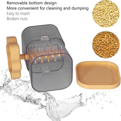 Nut Grinder, ABS Multifunction Hand Crank Nut Chopper Manual Food Chopper Vegetable Chopper for Almonds Hazelnuts Pecans(yellow)