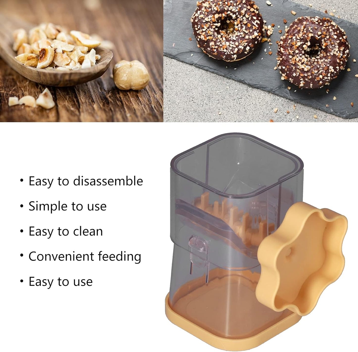 Nut Grinder, ABS Multifunction Hand Crank Nut Chopper Manual Food Chopper Vegetable Chopper for Almonds Hazelnuts Pecans(yellow)