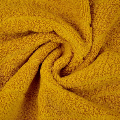 Wavy Striped Cotton Hand Towels, Set of 2, Dry Your Hand Instantly, 13x29 Inches, Mustard Kitchen Bathroom Towel
