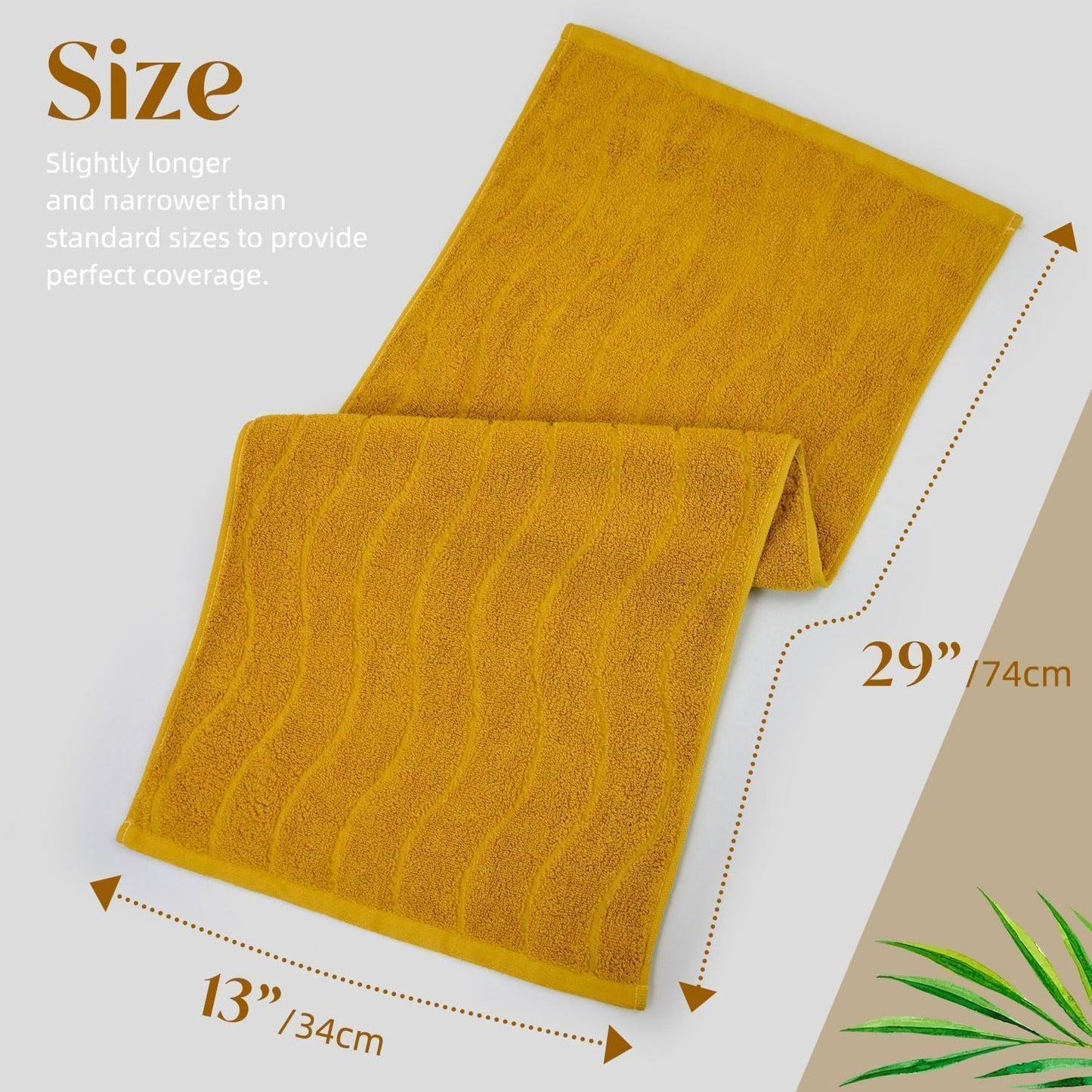 Wavy Striped Cotton Hand Towels, Set of 2, Dry Your Hand Instantly, 13x29 Inches, Mustard Kitchen Bathroom Towel