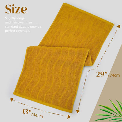 Wavy Striped Cotton Hand Towels, Set of 2, Dry Your Hand Instantly, 13x29 Inches, Mustard Kitchen Bathroom Towel